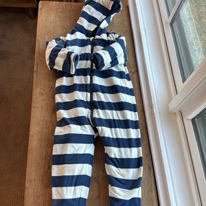 Hanna Andersson Blue Stripe Fleece Toddler Bunting Suit